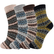 4 Pairs Wool Vintage Thick Warm Casual Crew Socks