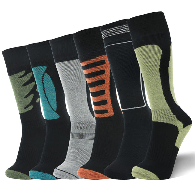 LIN Merino Wool Cycling Hiking Thermal Socks 6 Pairs Pack