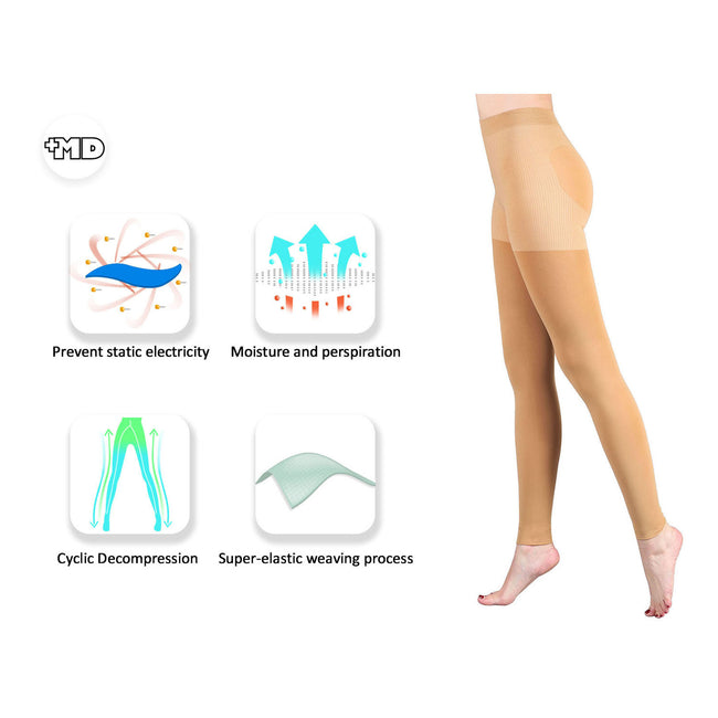 MD 15-20mmHg Women's Footless Compression Pantyhose Tights Medical