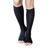 MD 23-32mmHg Microfiber Opaque Compression Stockings Open-Toe Firm Support