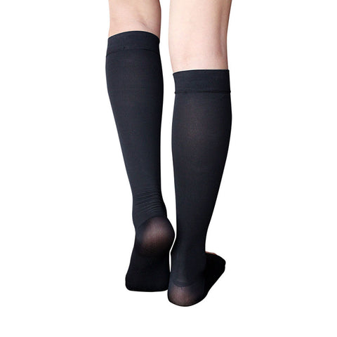 MD 23-32mmHg Microfiber Opaque Compression Stockings Open-Toe Firm Support