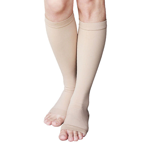 MD 23-32mmHg Microfiber Opaque Compression Stockings Open-Toe Firm Support