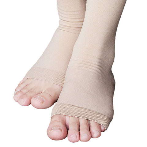 MD 23-32mmHg Microfiber Opaque Compression Stockings Open-Toe Firm Support