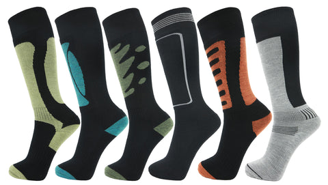 LIN Merino Wool Cycling Hiking Thermal Socks 6 Pairs Pack