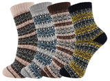 4 Pairs Wool Vintage Thick Warm Casual Crew Socks