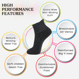 MD Ankle Bamboo Non-Binding Moisture Wicking Cushion Quarter Socks (2 Pairs)