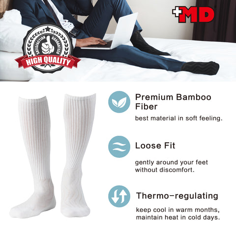 MD Bamboo Crew Socks Non-Binding Cushioned Moisture Wicking Dress Socks (2 Pairs)