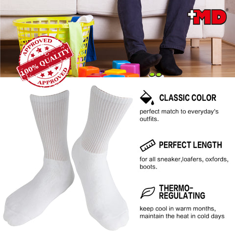 MD Soft Wicking Bamboo Full Cushion Crew Socks (2 Pairs)