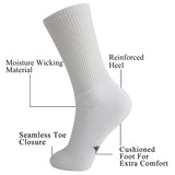 MD Soft Wicking Bamboo Full Cushion Crew Socks (2 Pairs)