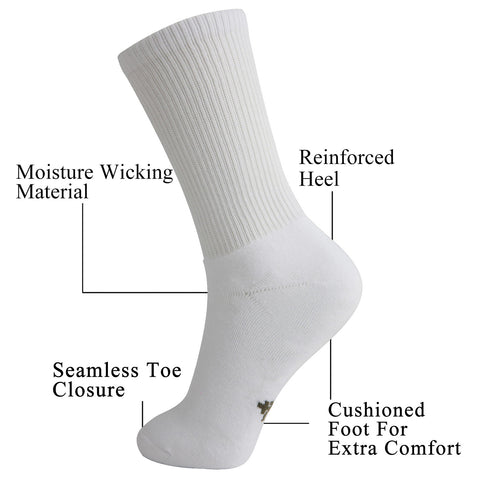 MD Soft Wicking Bamboo Full Cushion Crew Socks (2 Pairs)