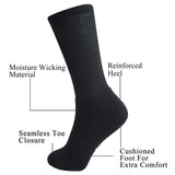 MD Soft Wicking Bamboo Full Cushion Crew Socks (2 Pairs)