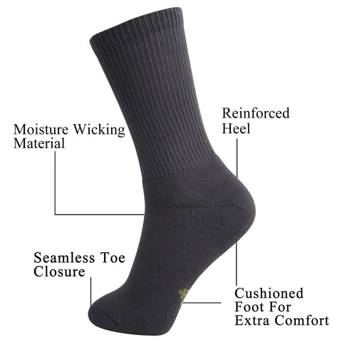 MD Soft Wicking Bamboo Full Cushion Crew Socks (2 Pairs)