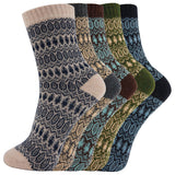 AAS 5 Pairs Wool Mixed Color Vintage Crew Winter Wool Socks