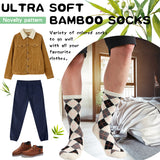 MD 6 Pairs Bamboo Moisture Wicking Argyle Strip Dress Socks