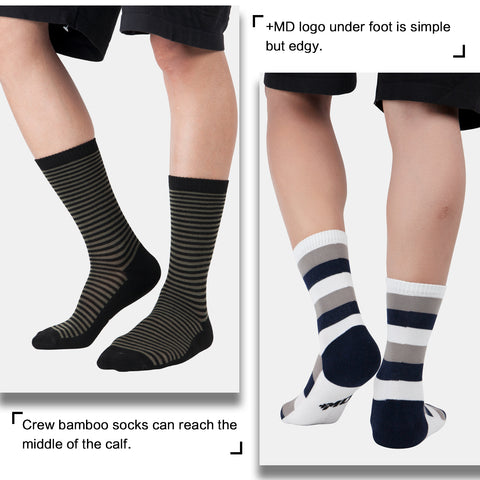 MD 6 Pairs Bamboo Moisture Wicking Argyle Strip Dress Socks