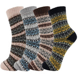 4 Pairs Wool Vintage Thick Warm Casual Crew Socks