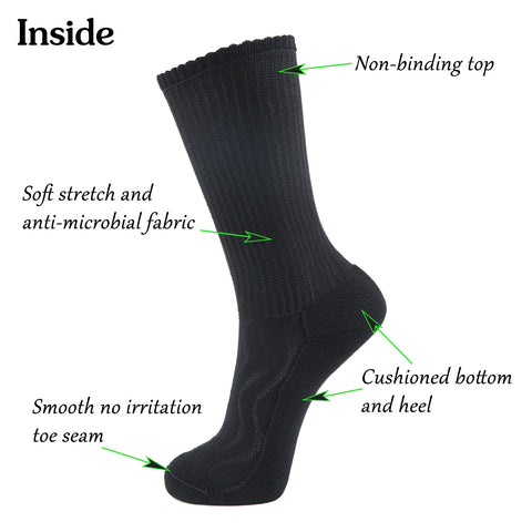 MD Cotton Non-Binding Crew Dress Socks with Cushion Sole (2 Pairs)