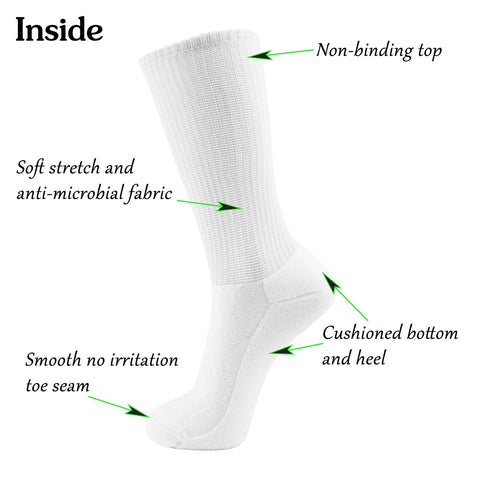 MD Cotton Non-Binding Crew Dress Socks with Cushion Sole (2 Pairs)