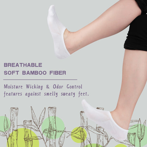 MD Wicking No Show Bamboo Socks Non Slip
