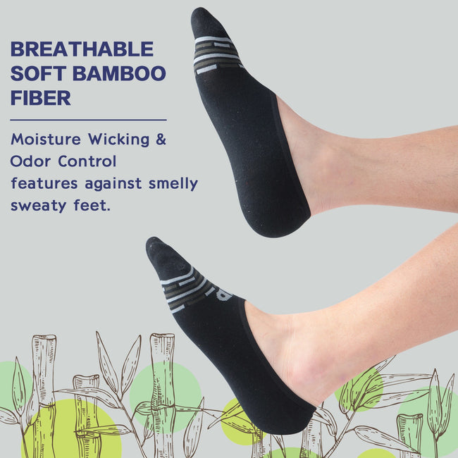 MD Bamboo No Show Moisture Wicking Liner Invisible Socks
