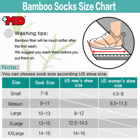 MD Bamboo No Show Moisture Wicking Liner Invisible Socks