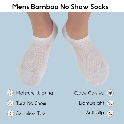 MD Bamboo No Show Socks Seamless Toe Non Slip Invisible