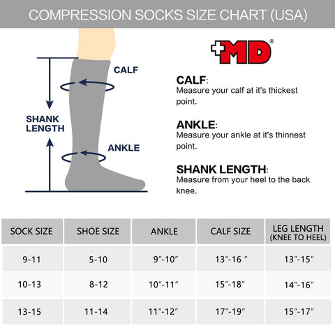 MD 8-15mmHg Knee High Compression Socks Cushion For Shin Splints