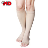 MD 23-32mmHg Microfiber Opaque Compression Stockings Open-Toe Firm Support