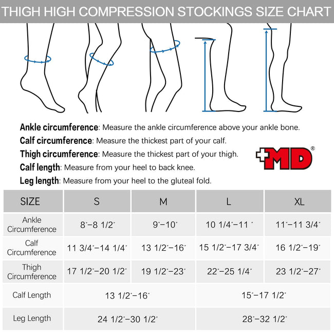 MD 23-32mmHg Microfiber Compression Thigh High Stockings