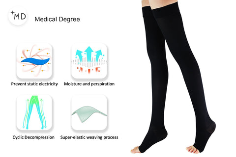 MD 23-32mmHg Microfiber Compression Thigh High Stockings