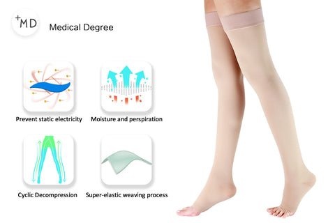 MD 23-32mmHg Microfiber Compression Thigh High Stockings