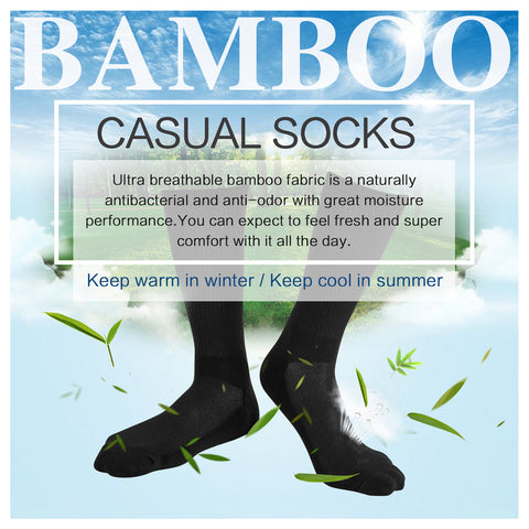 MD Soft Wicking Bamboo Socks Crew (2 Pairs)