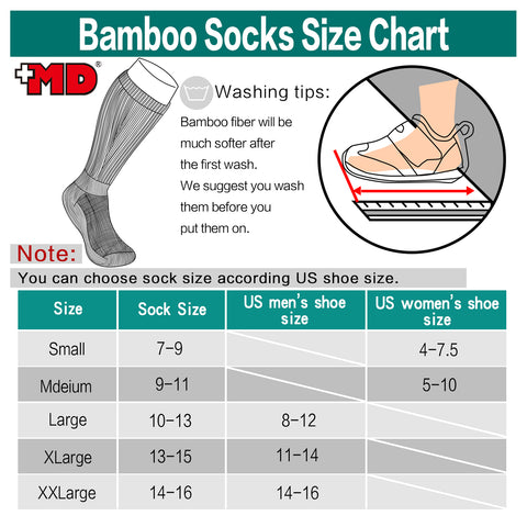 MD Soft Wicking Bamboo Socks Crew (2 Pairs)