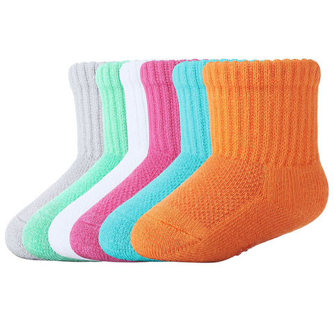 MD 6 Pairs Baby Bamboo Cushioned Newborn Toddler Non-Skid Socks