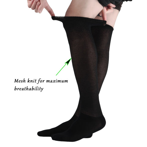 MD Extra Wide Non Binding Bamboo Over The Knee Socks With Cushioned Sole (2 Pairs)