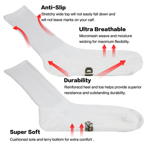 MD Soft Wicking Bamboo Socks Crew (2 Pairs)