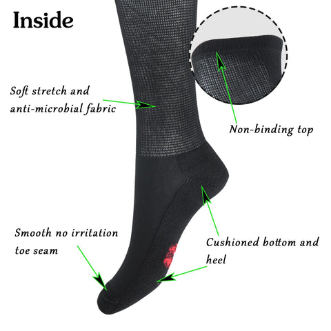 MD Extra Wide Non Binding Bamboo Over The Knee Socks With Cushioned Sole (2 Pairs)