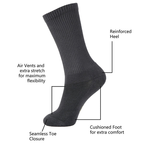 MD Soft Wicking Bamboo Socks Crew (2 Pairs)