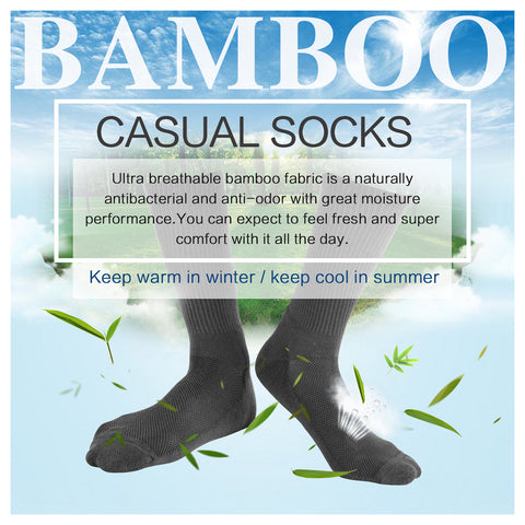 MD Soft Wicking Bamboo Socks Crew (2 Pairs)