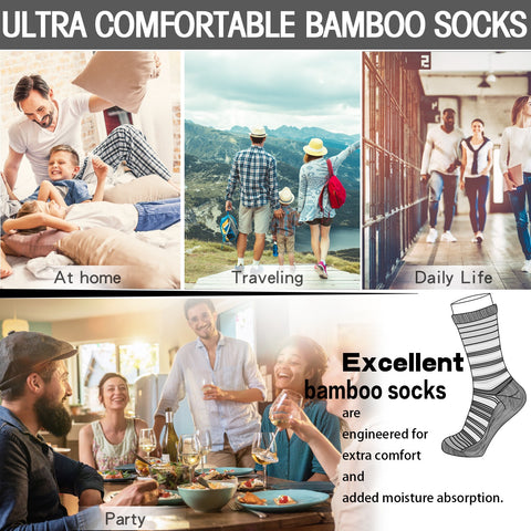 MD Design Bamboo Crew Striped Socks Cushioned