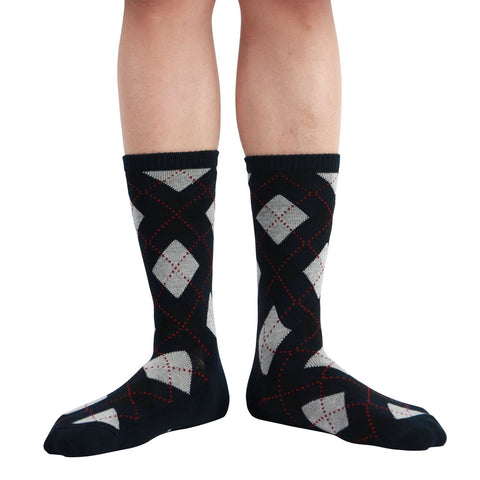 MD Design Bamboo Crew Argyle Dress Socks Cushioned