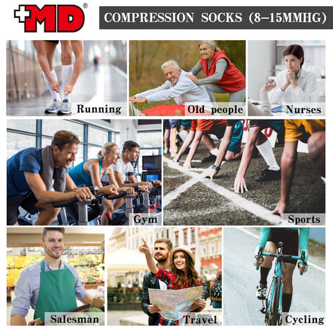 MD 8-15mmHg Compression Nurses Athletic Socks Anti-DVT