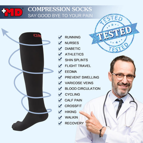 MD 8-15mmHg Knee High Microfiber Compression Socks