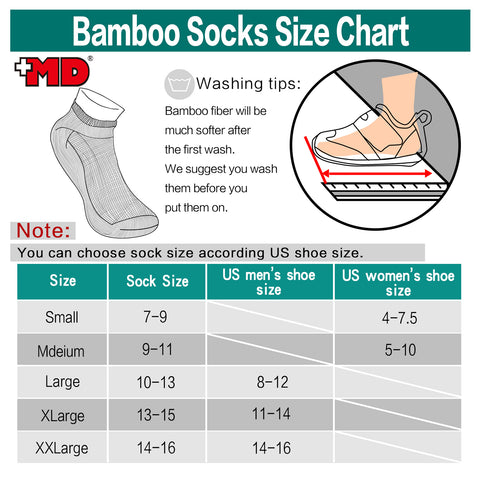 MD Unisex Breathabe Bamboo Socks No Show (2 Pairs)