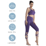 Women's Tie Up Yoga Capris Pants High Waist Cutout Yoga Workout Leggings