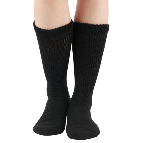 MD Polyester Non-Binding Half Cusioned Crew Socks Loose Fit