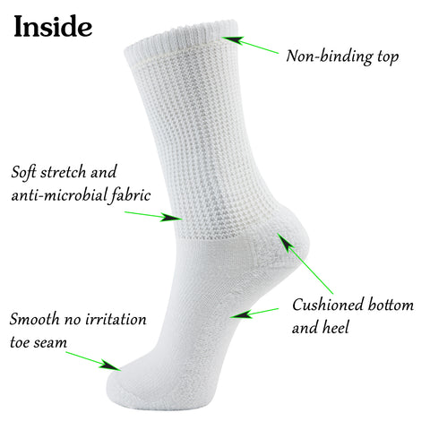 MD Polyester Loose Fit Crew Socks Half Cushion Dress Socks