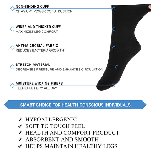 MD Cotton Non-Binding Ankle Socks for All Seasons Loose Fit Antibacterial (2 Pairs)