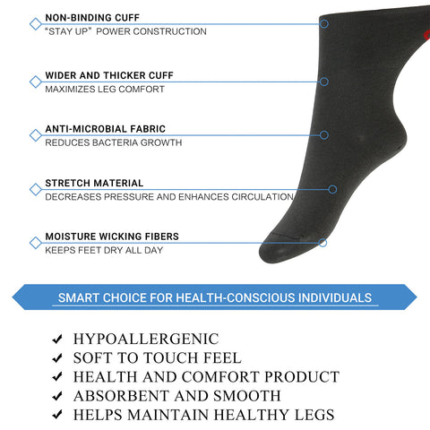 MD Cotton Non-Binding Ankle Socks for All Seasons Loose Fit Antibacterial (2 Pairs)