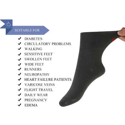 MD Cotton Non-Binding Ankle Socks for All Seasons Loose Fit Antibacterial (2 Pairs)